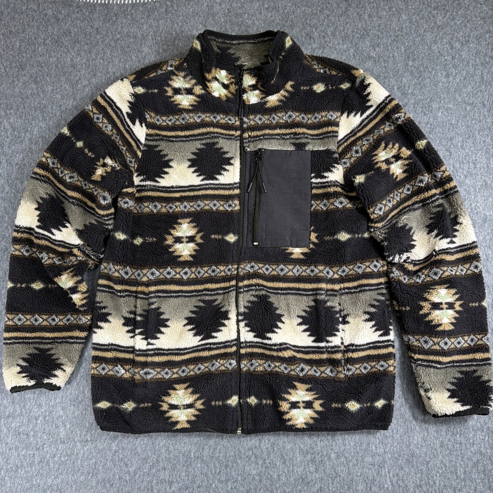 PacSun Sweater Mens Small Full‎ Zip Fleece Pullover Southwestern Native Aztec